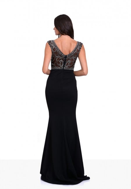 Christian Koehlert Black Embellished Jersey Prom Dress / Evening Dress (2)